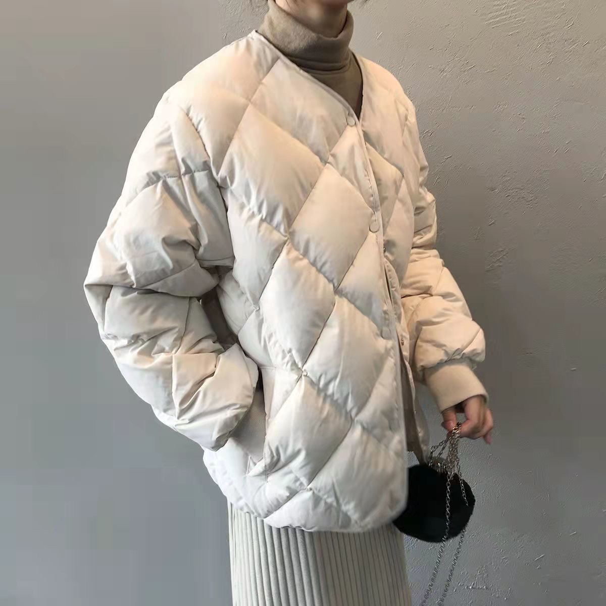 レディース コート ジャケット 長袖 無地 ゆったり コットン 綿 秋冬 秋 カジュアル 体型カバー ショート 膝丈 ラウンドネック キルティング シンプル 冬 ダウン 中綿 ボタン ポリエステル ダウンジャケット