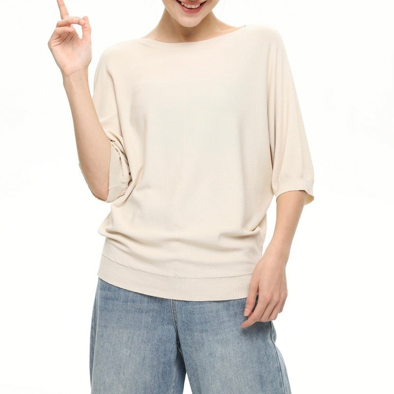 レディース トップス カットソー Tシャツ 5分袖 ドルマンスリーブ ボートネック フェミニン 大人可愛い きれいめ シンプル カジュアル 上品 おしゃれ レトロ こなれ感 ガーリー クール 抜け感 クラシカル ベーシック アクティブ ナチュラル シック 無地 春 夏 秋 お出かけ リゾート 旅行 公園 女子会 休日 高原 ショッピング カフェ ランチ 体型カバー 普段使い 着回し トレンド 流行 ゆったり ゆる フリーサイズ ワンサイズ 白 ホワイト 黒 ブラック 黄色 イエロー オフホワイト ピンク