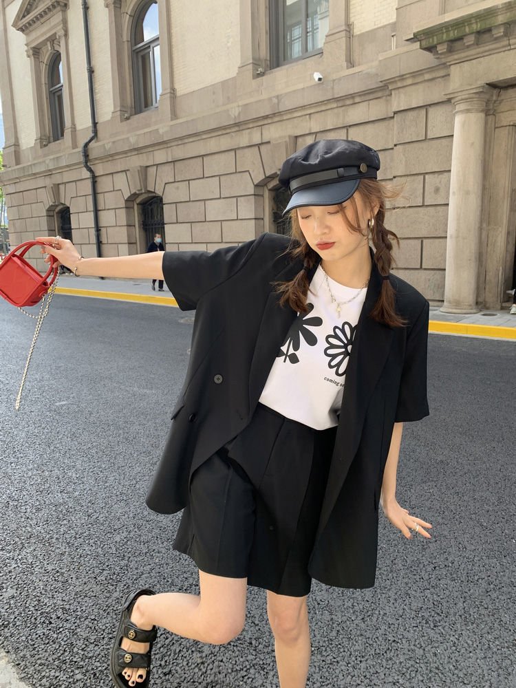 レディース パンツ ジャケット 半袖 無地 ゆったり 春夏 カジュアル きれいめ 春 ショート 夏 ショートパンツ シンプル 上品 薄手 スーツ セットアップ ポリエステル