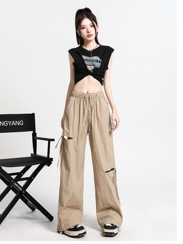 カットアウト レディース パンツ ボトムス ロングパンツ ワイドパンツ ロング ワイド ストレート フェミニン ストリート リボン ポケット ウエストゴム ドロスト アメカジ かわいい 大人可愛い シンプル カジュアル おしゃれ こなれ感 ラフ 抜け感 キュート 無地 春 夏 秋 学生 学校 通学 デート お出かけ アウトドア 旅行 公園 女子会 休日 ライブ カフェ フェス 韓国 オルチャン コーデ 楽ちん 体型カバー 普段使い 着回し インスタ映え S M L XL ブラック カーキ 水色 ネイビー
