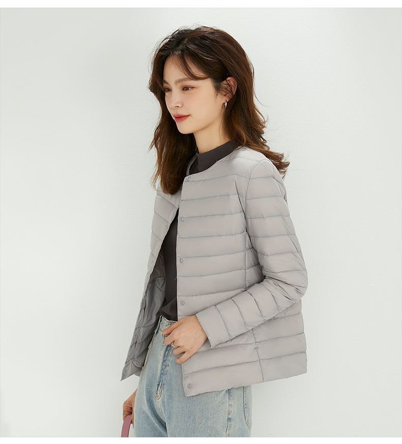 レディース ジャケット 長袖 春夏 大きいサイズ Vネック 春 ショート 夏 膝丈 ラウンドネック 秋 冬 ダウン 暖かい 薄手 ノーカラー アウター インナー ポリエステル ダウンジャケット 秋冬
