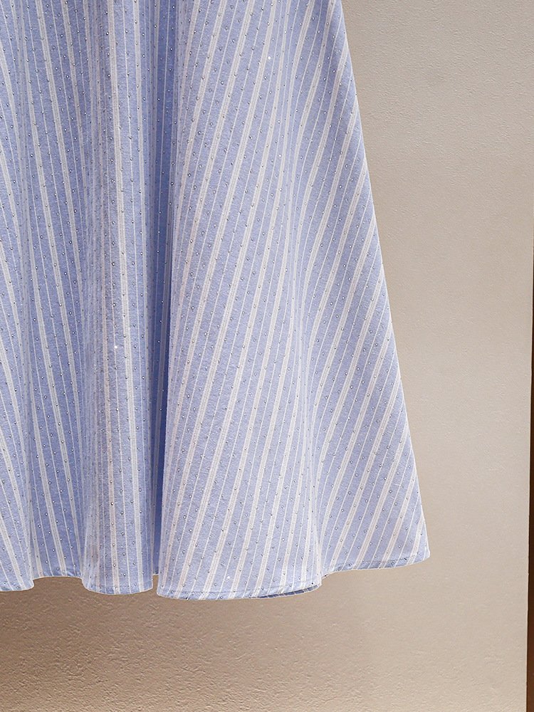 ワンピース ノースリーブ ボーダー ストライプ 春夏 袖なし 春 夏 ラウンドネック 刺繍 ロング エレガント
