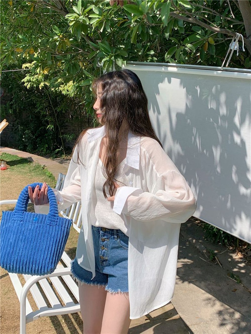 レディース ブラウス シャツ コート 長袖 無地 ゆったり 夏 カジュアル 体型カバー 春夏 前開き シンプル 薄手 切り替えデザイン 襟付き