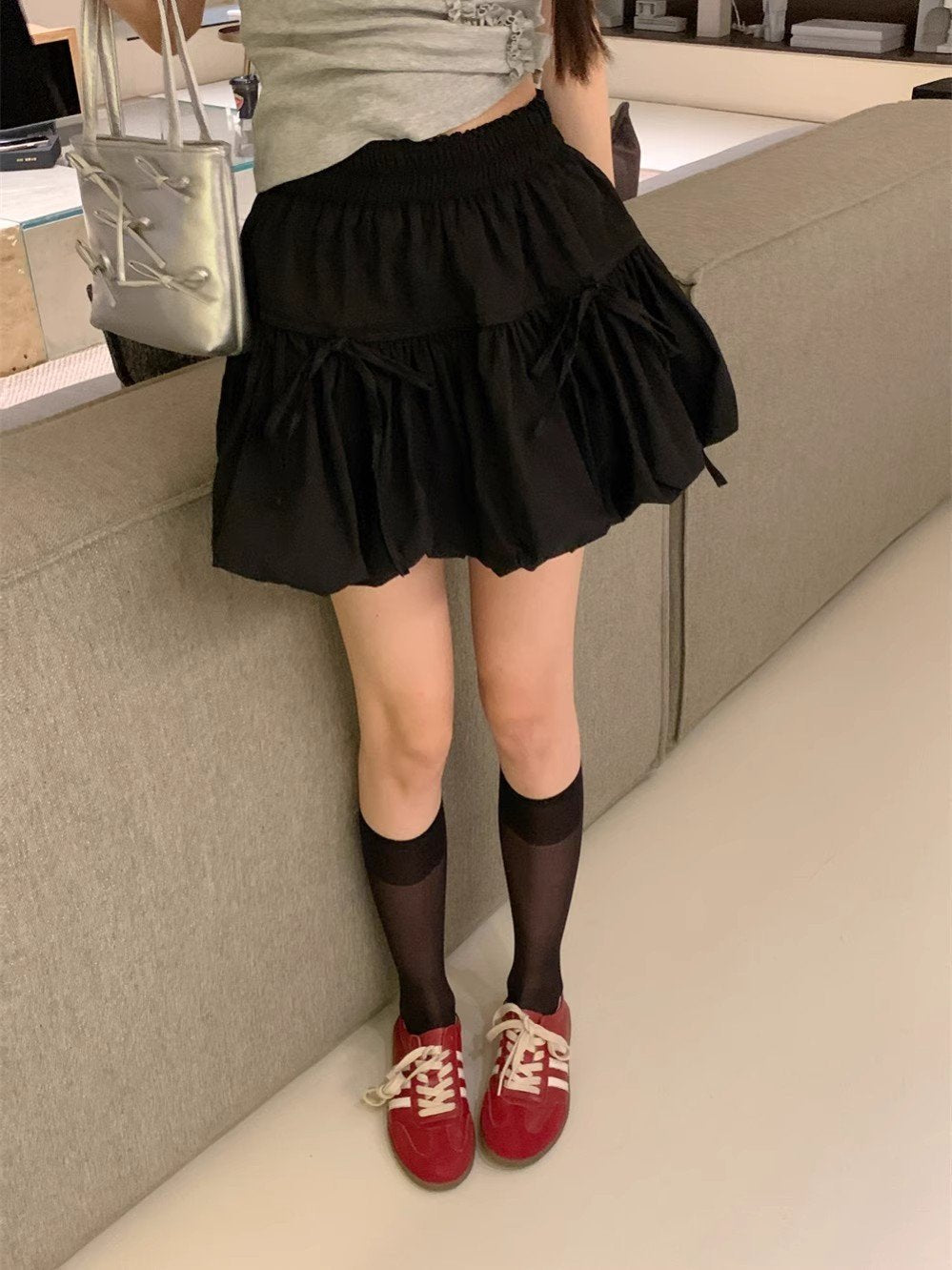 レディース スカート 無地 春夏 きれいめ ミニ 春 夏 タイト シンプル 上品 リボン 切り替えデザイン ハイウエスト タイトスカート フェミニン タイ ポリエステル