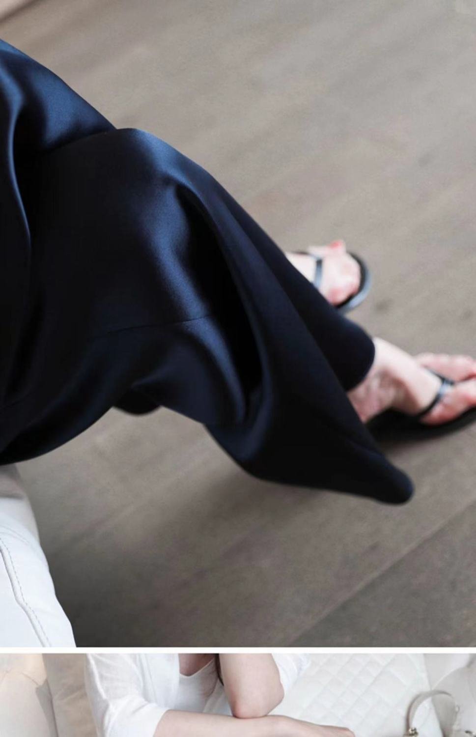 レディース パンツ 無地 ゆったり ワイド 春夏 カジュアル 春 夏 シンプル ストレートパンツ ロング ストレート ロングパンツ 薄手 サテン ハイウエスト 光沢 ポリエステル