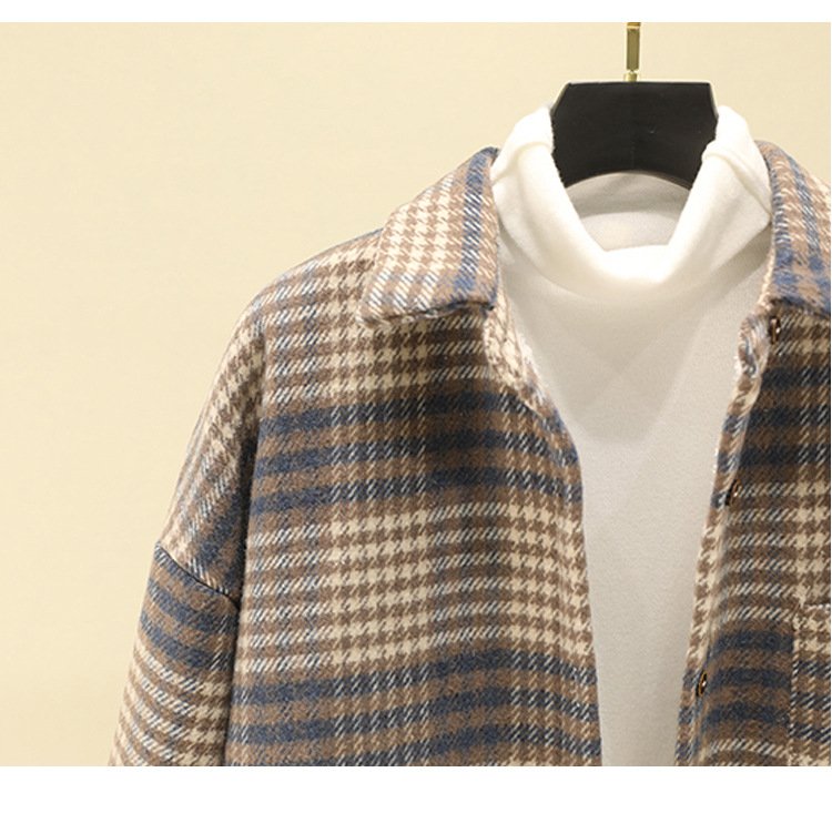 レディース シャツ コート 長袖 チェック柄 ゆったり 秋冬 秋 きれいめ 通勤 体型カバー 前開き 冬 ウール 厚手 裏起毛 襟付き タイ ポリエステル