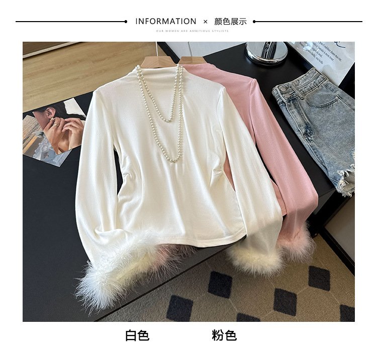 Tシャツ ニット 長袖 スリム 秋冬 秋 カジュアル ラウンドネック 冬 タートルネック シャツ ハーフ タイ ベーシック インナー