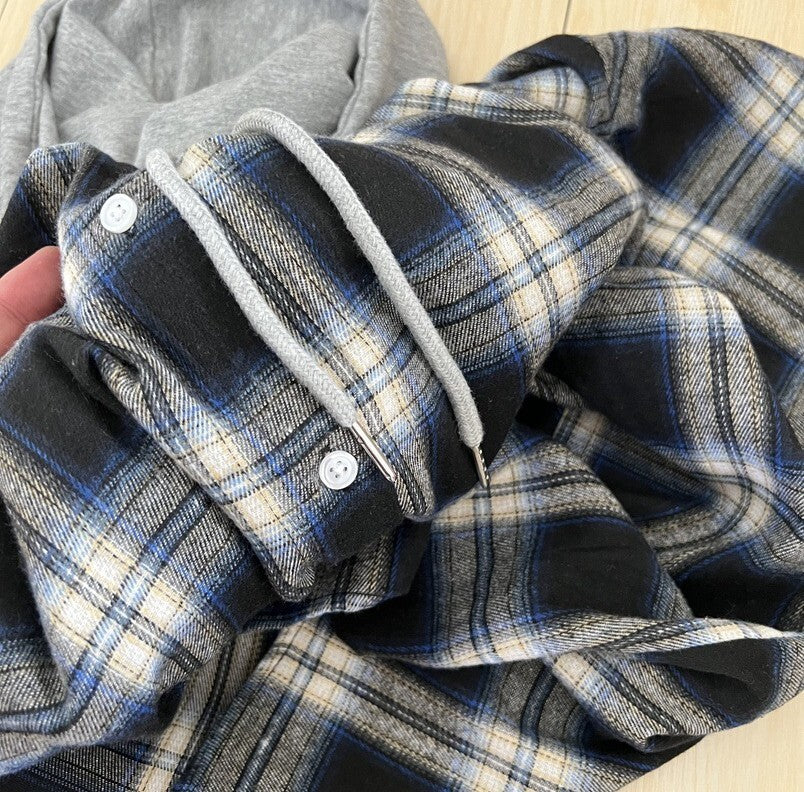 レディース トップス シャツ 羽織 前開き ミディアム 長袖 フード オーバーサイズ ストリート ボタン アメカジ カジュアル かっこいい レトロ こなれ感 ラフ メンズライク ボーイッシュ スポーティー ルーズ 存在感 抜け感 ベーシック アメリカン アクティブ ナチュラル チェック 秋 ママ 通勤 学生 学校 通学 部活 デート お出かけ お泊まり アウトドア キャンプ 旅行 公園 休日 ライブ お家時間 韓国 コーデ 体型カバー 普段使い 着回し 定番 ゆったり ゆる フリーサイズ 黒 ブラック