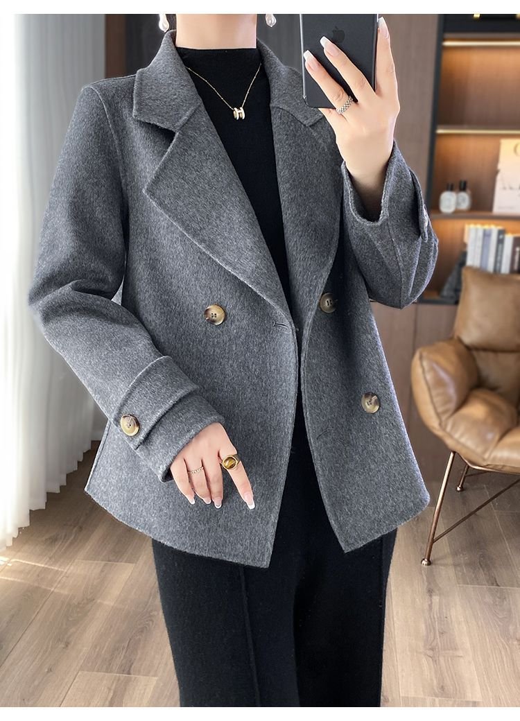 ジャケット パーカー 長袖 無地 ゆったり 秋冬 秋 きれいめ ショート タイト シンプル 冬 細身 上品 ウール ポケット タイ ボタン 着痩せ