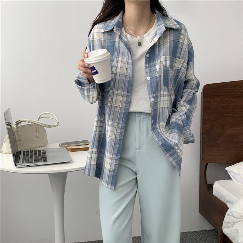 レディース シャツ ジャケット 長袖 チェック柄 ゆったり 夏 きれいめ レトロ 体型カバー 春夏 前開き ブラック 上品 襟付き ブルー ストレッチ アウター