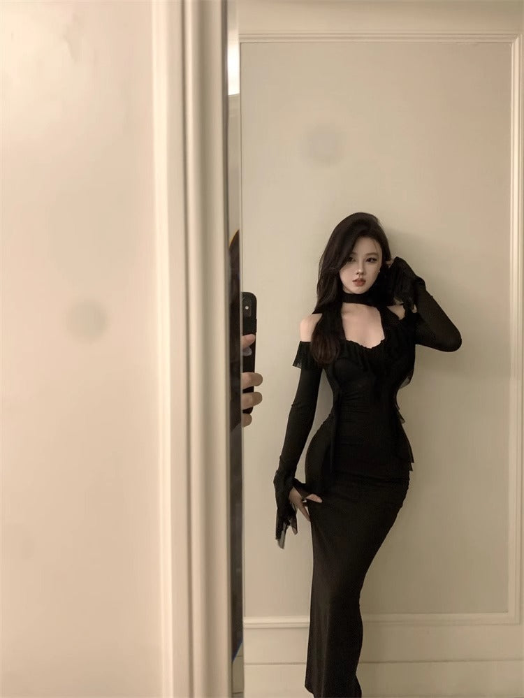 レディース ワンピース ドレス 丈長 長袖 かわいい 大人可愛い きれいめ シンプル 上品 おしゃれ かっこいい ラブリー キュート 無地 オールシーズン 謝恩会 二次会 お出かけ パーティー イベント リゾート レストラン 休日 発表会 コンサート モノトーン 楽ちん モテ S M L XL 黒 ロング フォーマル かっこいい こなれ感 モード系 エレガント 主役級 かっちり ナチュラル 二次会 披露宴 発表会 ママ アウトドア キャンプ レストラン ホテル ライブ 合コン コンパ 婚活 重ね着