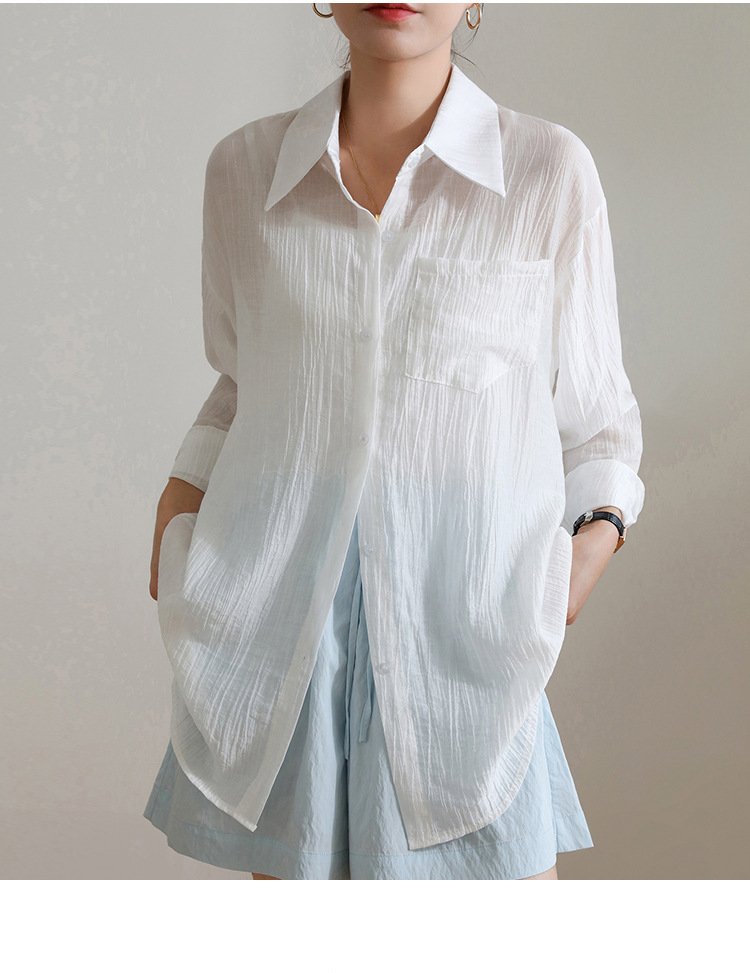 レディース シャツ トップス 長袖 無地 ゆったり 春夏 きれいめ 前開き 春 白 夏 シンプル 上品 レギュラー ポリエステル 白シャツ UVカット