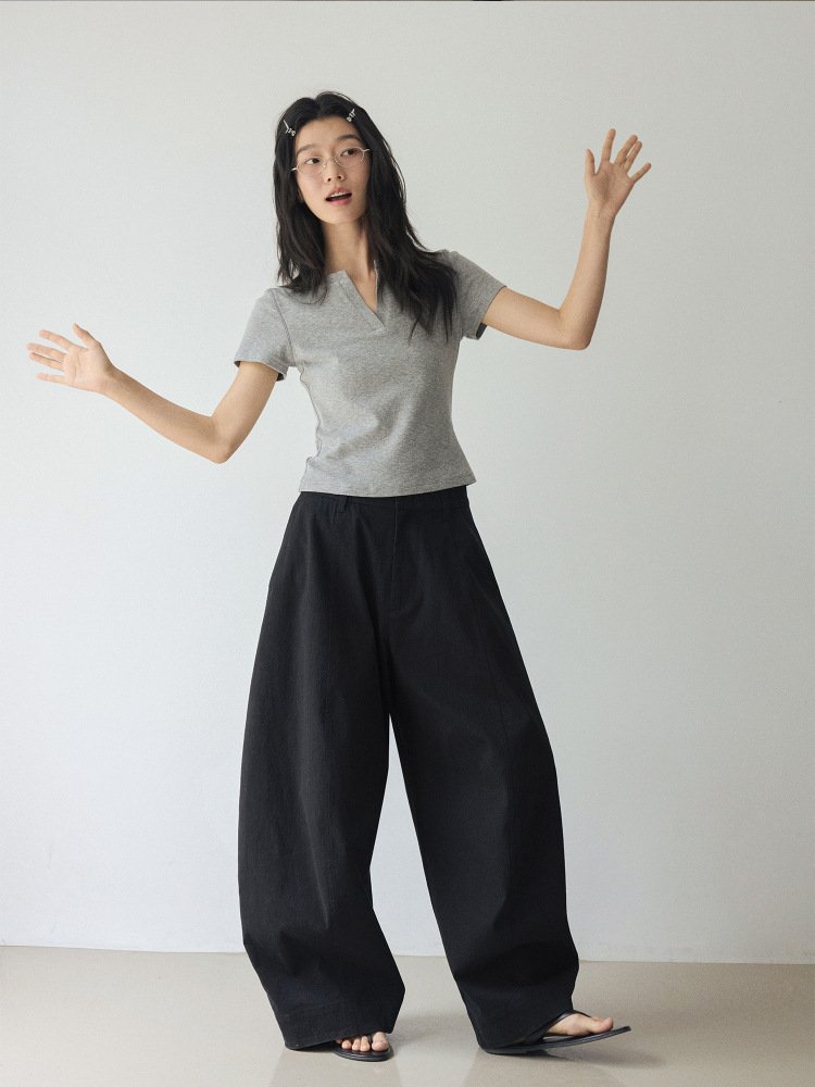 パンツ 無地 春夏 カジュアル 春 夏 シンプル ロング ロングパンツ ハイウエスト ボリューム