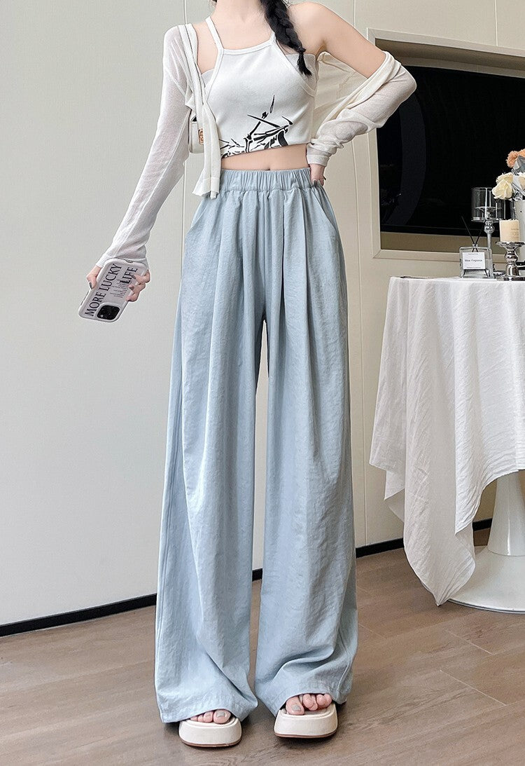 レディース パンツ ボトムス ストレートパンツ ワイドパンツ 丈長 ワイド ドレープ ポケット ハイウエスト ウエストゴム かわいい 大人可愛い シンプル カジュアル おしゃれ こなれ感 ラフ ルーズ 抜け感 ベーシック ナチュラル 無地 春 夏 ママ 学生 学校 通学 お出かけ 旅行 公園 女子会 休日 ショッピング カフェ 楽ちん 体型カバー 脚長 普段使い 着回し M L XL 黒 ブラック オフホワイト カーキ ピンク 水色 ライトブルー 春カラー