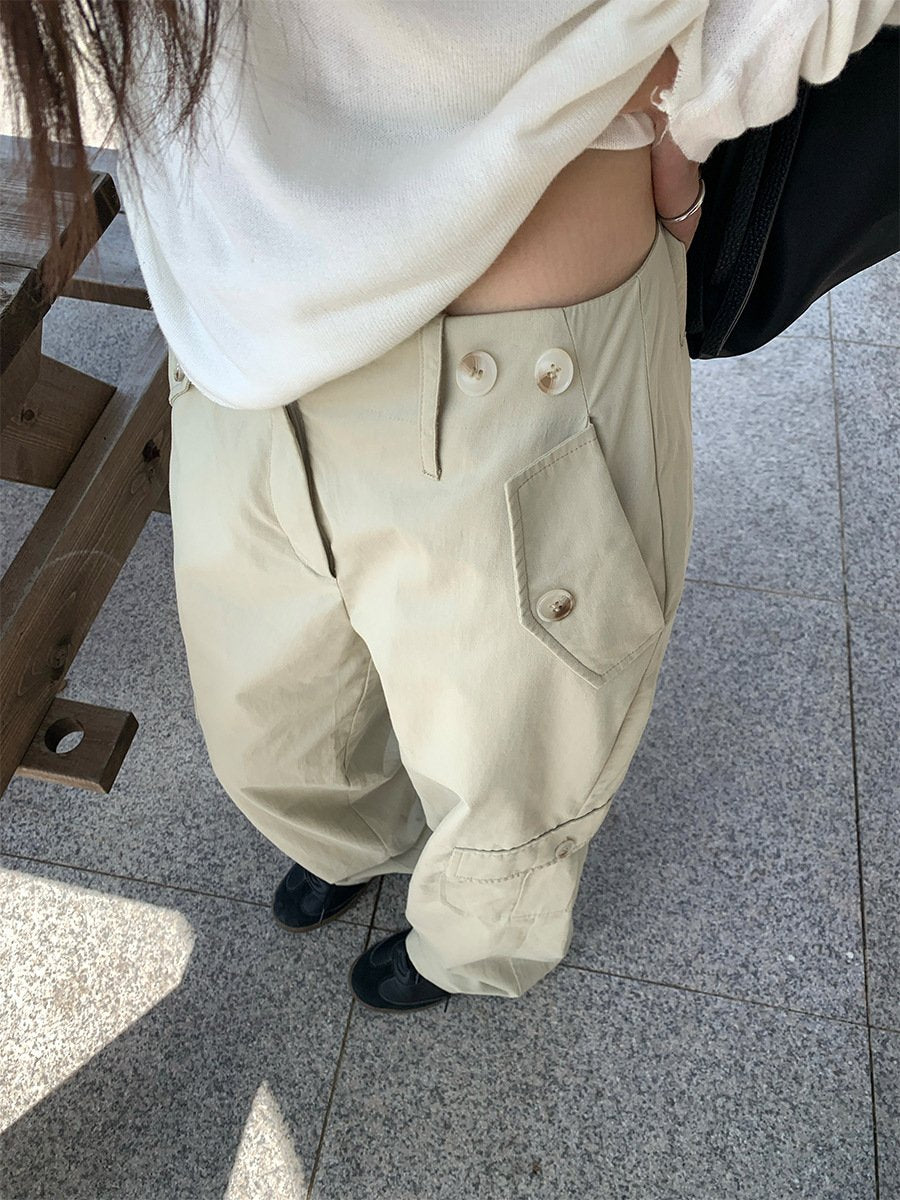 レディース パンツ 無地 ワイド コットン 綿 秋冬 秋 カジュアル シンプル 冬 ロング ワイドパンツ ポケット ハイウエスト