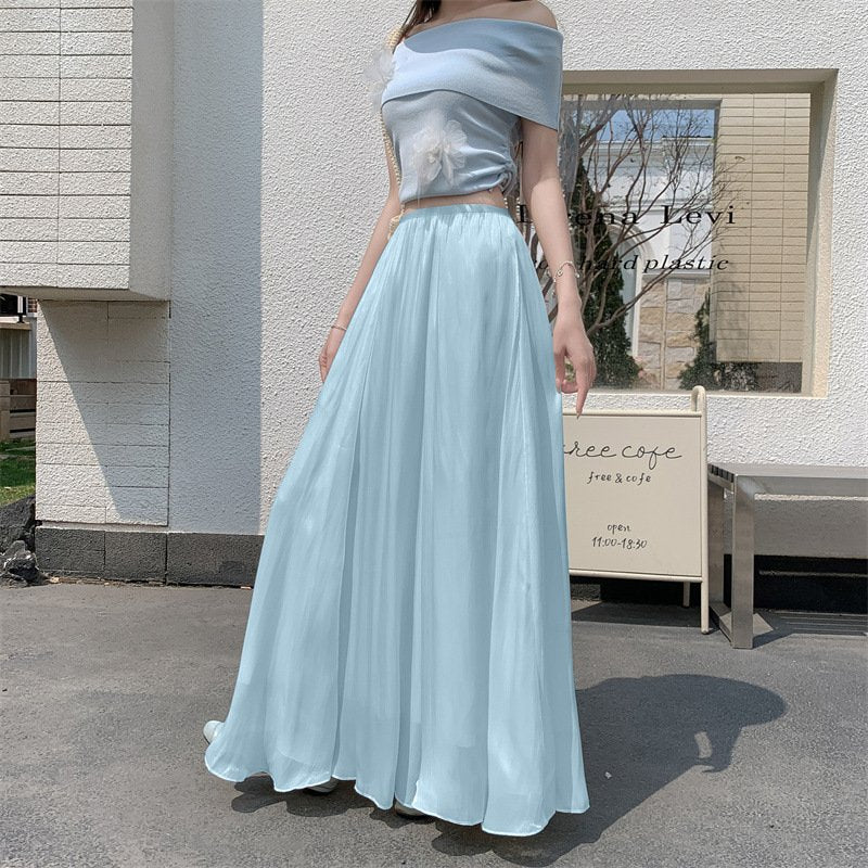 レディース ワンピース スカート スリム 春夏 きれいめ 通勤 春 フレア 夏 ロング Aライン ハイウエスト シアー フレアスカート 都会的 ロングスカート ポリエステル