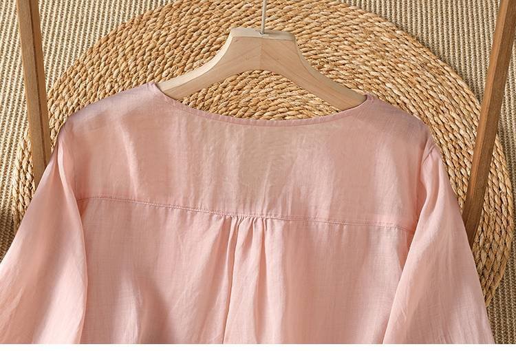 レディース シャツ Tシャツ 半袖 コットン 綿 デニム 春夏 カジュアル きれいめ 通勤 前開き 春 夏 刺繍 薄手 プルオーバー 透けない