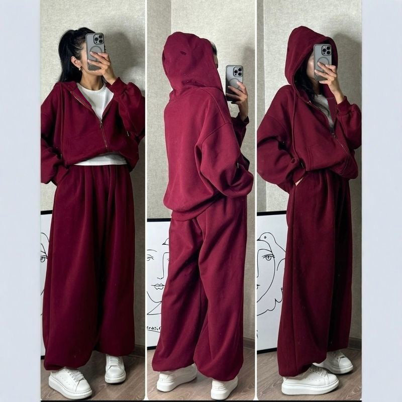 レディース トップス セーター パーカー セットアップ ジョガーパンツ ロング 長袖 ドロップショルダー フード ワイド オーバーサイズ ファスナー ポケット 前開き 大人可愛い おしゃれ かっこいい こなれ感 ラフ 個性的 主役級 存在感 無地 秋 冬 ロングシーズン ママ お出かけ 旅行 ジム 公園 女子会 韓国 オルチャン 楽ちん 体型カバー 普段使い インスタ映え S M L XL 2XL 3XL 大きいサイズ ゆったり ゆる 黒 ブラック グレー ワインレッド ネイビー