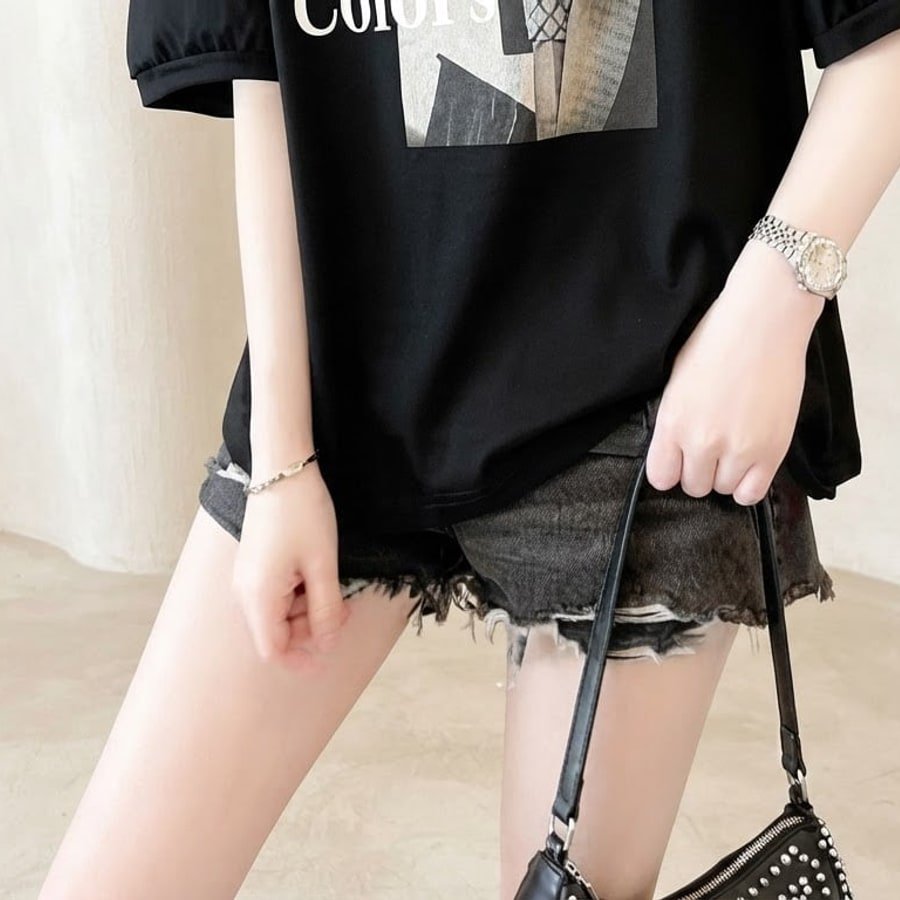 Tシャツ 半袖 ゆったり コットン 綿 春夏 カジュアル 春 夏 ラウンドネック レース ミモレ シャツ ステッチ シースルー