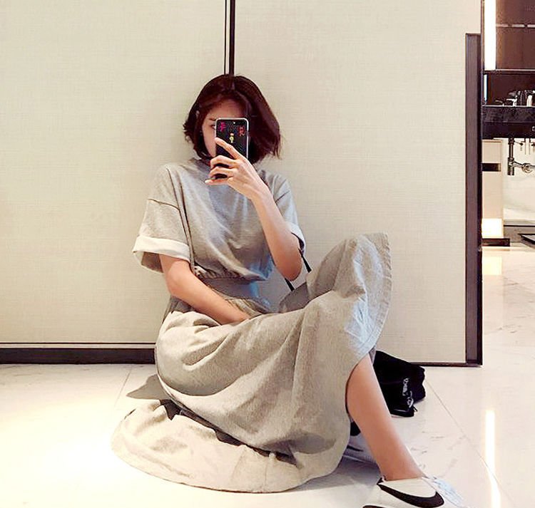ワンピース 半袖 無地 春夏 きれいめ 通勤 春 夏 ラウンドネック シンプル ロング 上品 ウエストマーク ハイウエスト