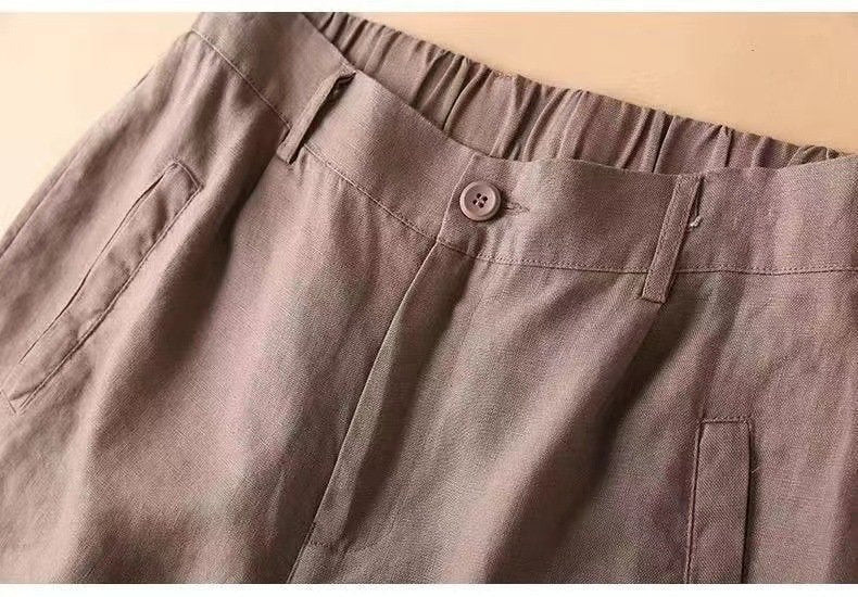 レディース パンツ ゆったり ワイド コットン 綿 麻 春夏 カジュアル きれいめ レトロ 春 夏 スリム 上品 薄手 ハイウエスト ポリエステル