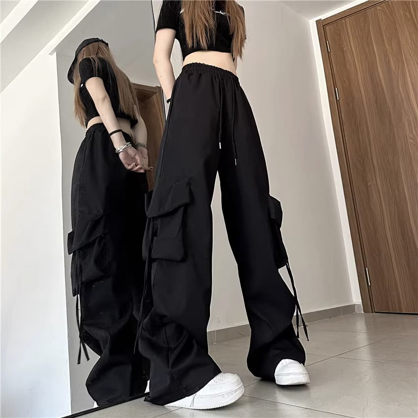 レディース パンツ ボトムス カーゴパンツ 丈長 ロング ワイド ストリート ポケット ハイウエスト ドロスト シンプル カジュアル おしゃれ かっこいい こなれ感 メンズライク ボーイッシュ ルーズ クール 抜け感 無地 春 夏 秋 冬 オールシーズン ママ 通勤 学生 学校 通学 デート お出かけ 旅行 公園 女子会 休日 ショッピング お花見 普段使い 着回し トレンド 流行 M L XL 2XL 大きいサイズ ブラック ダークグレー イエロー ベージュ ブルー グリーン ベーシックカラー