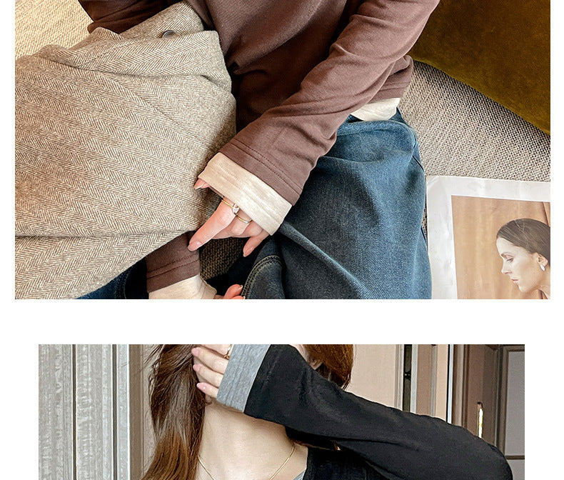 アンゴラレッド　コーヒーブラウン レディース トップス シャツ 上着 長袖 かわいい 大人可愛い きれいめ シンプル 上品 おしゃれ 無地 春 夏 秋 冬 オールシーズン お出かけ 旅行 女子会 休日 カフェ ランチ 重ね着 コーデ 楽ちん 普段使い 着回し モテ 定番 S M L XL ブラック カジュアル Tシャツ 長袖 丸襟 スリム 細身 薄手 ベーシック 二次会 ペア 男女兼用 ママ カップル 通勤 旅行 ショッピング お花見 合コン コンパ フェス ランチ お家時間 重ね着 お揃い 韓国