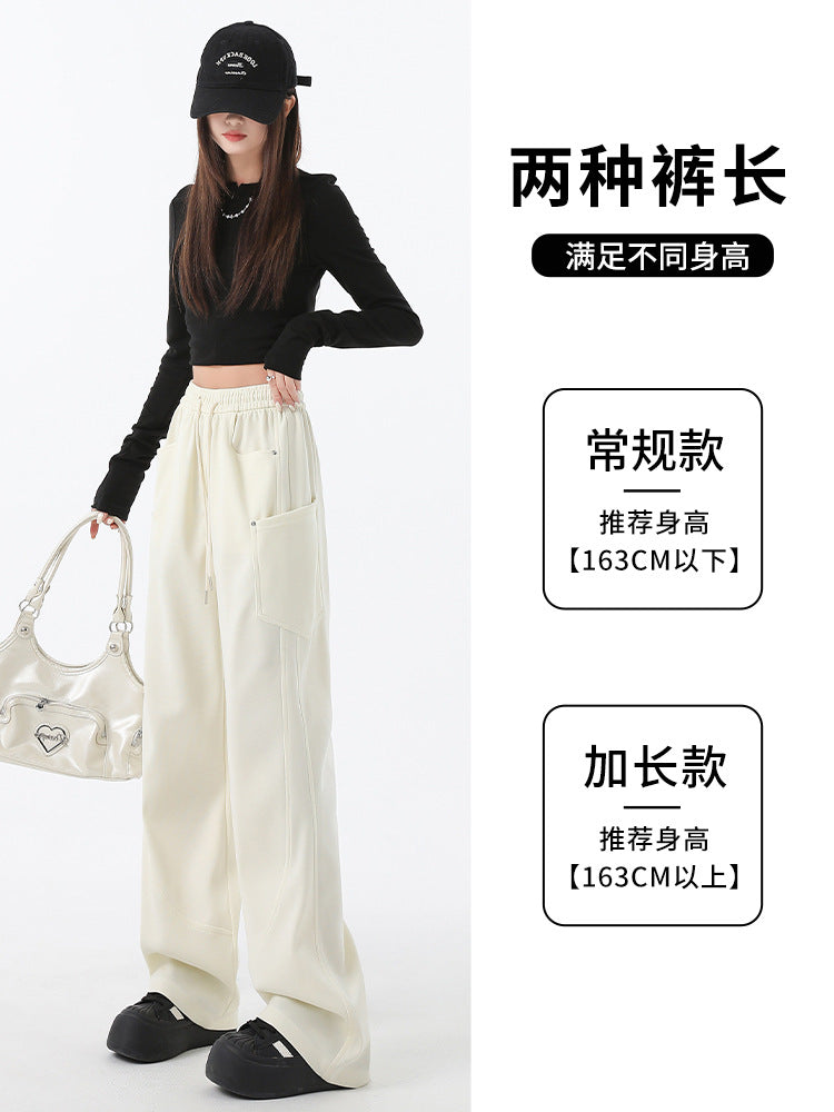 レディース パンツ ワイド コットン 綿 春夏 カジュアル アメリカン 春 夏 秋 冬 ストレートパンツ ストレート 切り替えデザイン スウェットパンツ ポケット ハイウエスト スウェット ポリエステル 秋冬