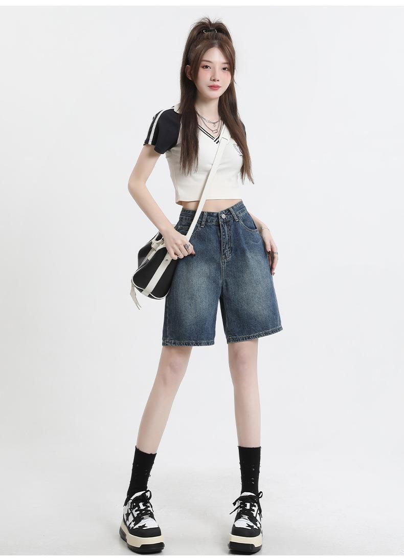レディース パンツ ボトムス ストレートパンツ デニムパンツ 膝丈 膝上 ミドル丈 ポケット ハイウエスト ボタン かわいい シンプル カジュアル おしゃれ かっこいい ラフ ボーイッシュ ガーリー 学生風 ベーシック アクティブ ナチュラル 無地 夏 ママ 通勤 学生 デート お出かけ お泊まり アウトドア 旅行 公園 女子会 休日 ショッピング 脚長 普段使い モテ トレンド 定番 XS S M L XL 2XL 小さいサイズ 大きいサイズ ゆったり 水色 ブルー ベーシックカラー