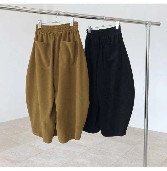 パンツ ゆったり 秋冬 秋 カジュアル 冬 韓国ファッション 薄手 切り替えデザイン ハイウエスト ポリエステル