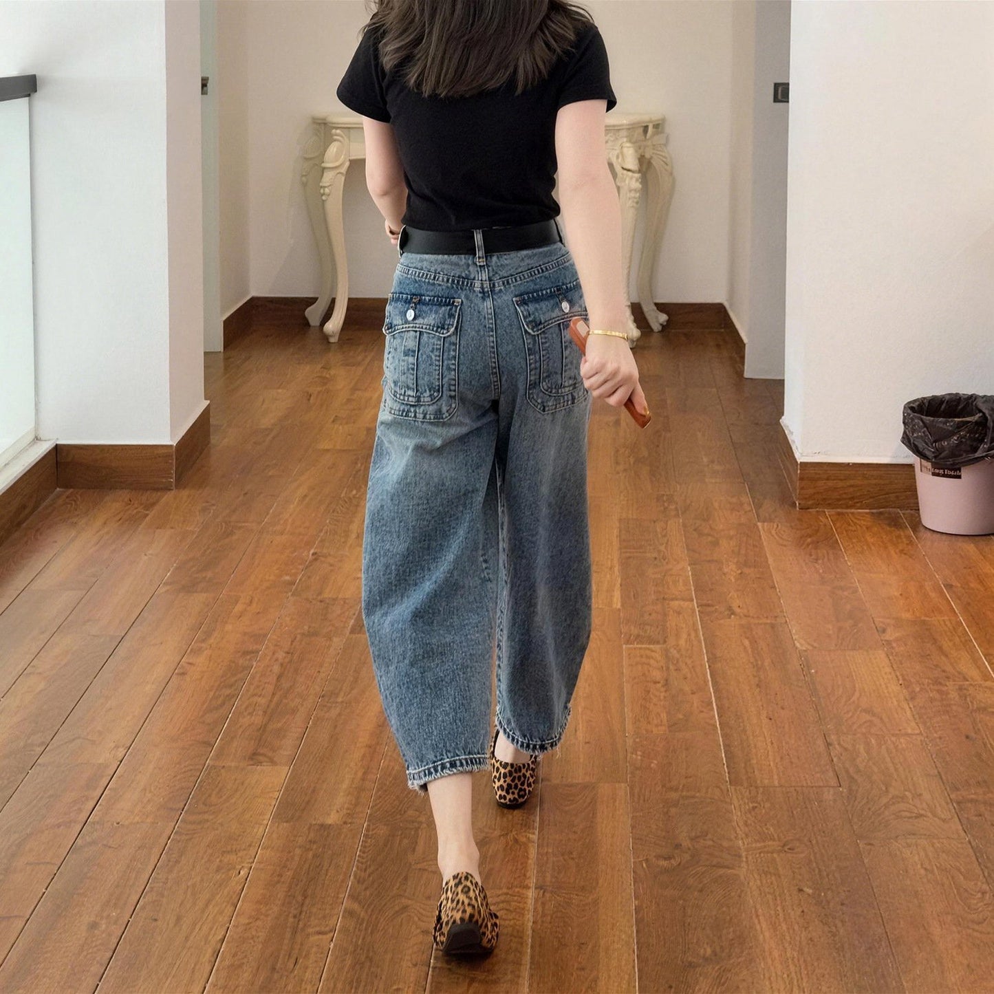 レディース パンツ ゆったり ワイド デニム 春夏 カジュアル アメリカン きれいめ 春 夏 上品 レトロ 薄手 美脚 デニムパンツ ハイウエスト タイ