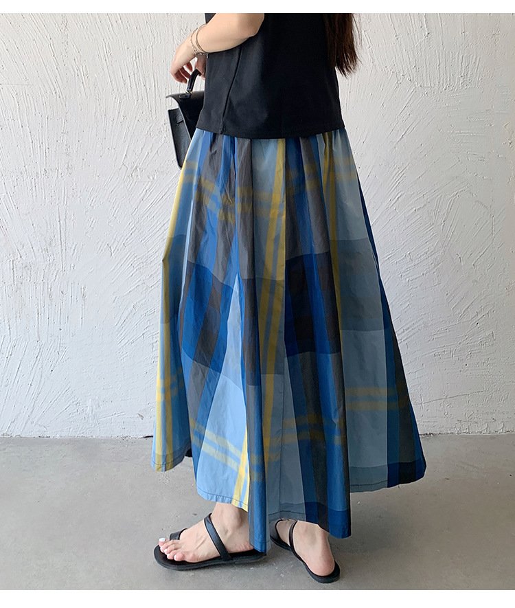 スカート チェック柄 春夏 カジュアル きれいめ 春 夏 ミモレ 上品 Aライン ポリエステル