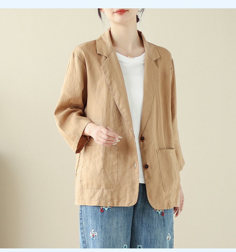 レディース ジャケット ゆったり コットン 綿 リネン 春夏 きれいめ レトロ 通勤 オフィス 体型カバー 春 ショート 夏 レザー レギュラー ボタン
