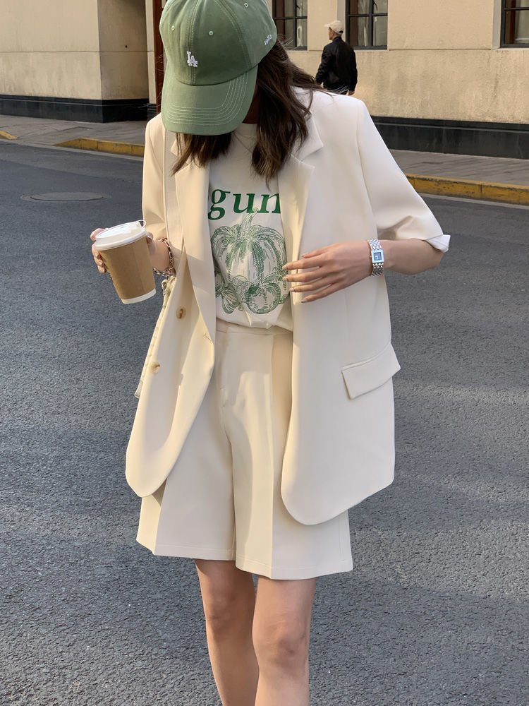 レディース パンツ ジャケット 半袖 無地 ゆったり 春夏 カジュアル きれいめ 春 ショート 夏 ショートパンツ シンプル 上品 薄手 スーツ セットアップ ポリエステル