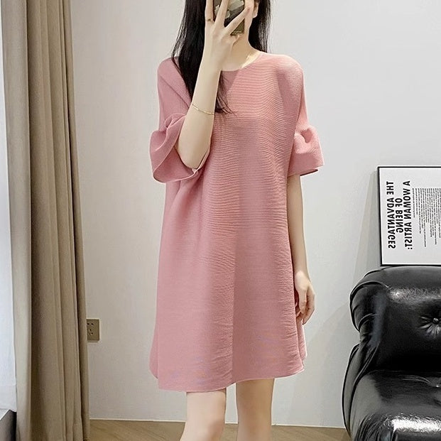 2way ワンピース ミニワンピース 5分袖 ラウンドネック チュニック かわいい 可愛い 大人可愛い きれいめ シンプル レトロ おしゃれ かっこいい カジュアル こなれ感 個性的 魅力的 主役級 存在感 抜け感 春 夏 ベーシック ナチュラル エレガント キュート フェミニン ガーリー 無地 女性用 レディース ママ OL 通勤 オフィス 学生 通学 デート お出かけ ランチ 旅行 休日 カフェ ショッピング コンパ 普段使い デイリー 着回し 重ね着 美脚 ワンサイズ トレンド モテ ゆったり