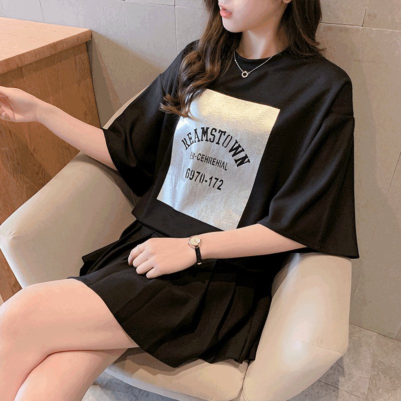 レディース トップス Tシャツ 半袖 プリント ゆったり 夏 体型カバー 大きいサイズ 春夏 ラウンドネック 学生 シャツ ポリエステル