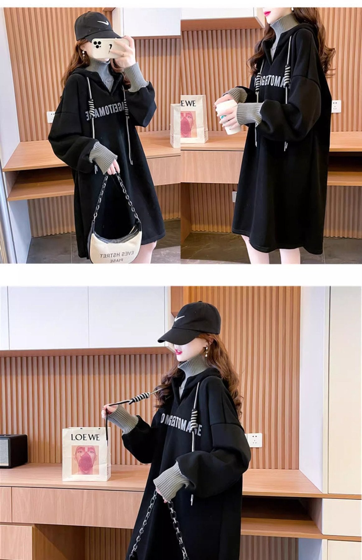 ワンピース 長袖 秋 冬 カジュアル ロング 厚手 シック
