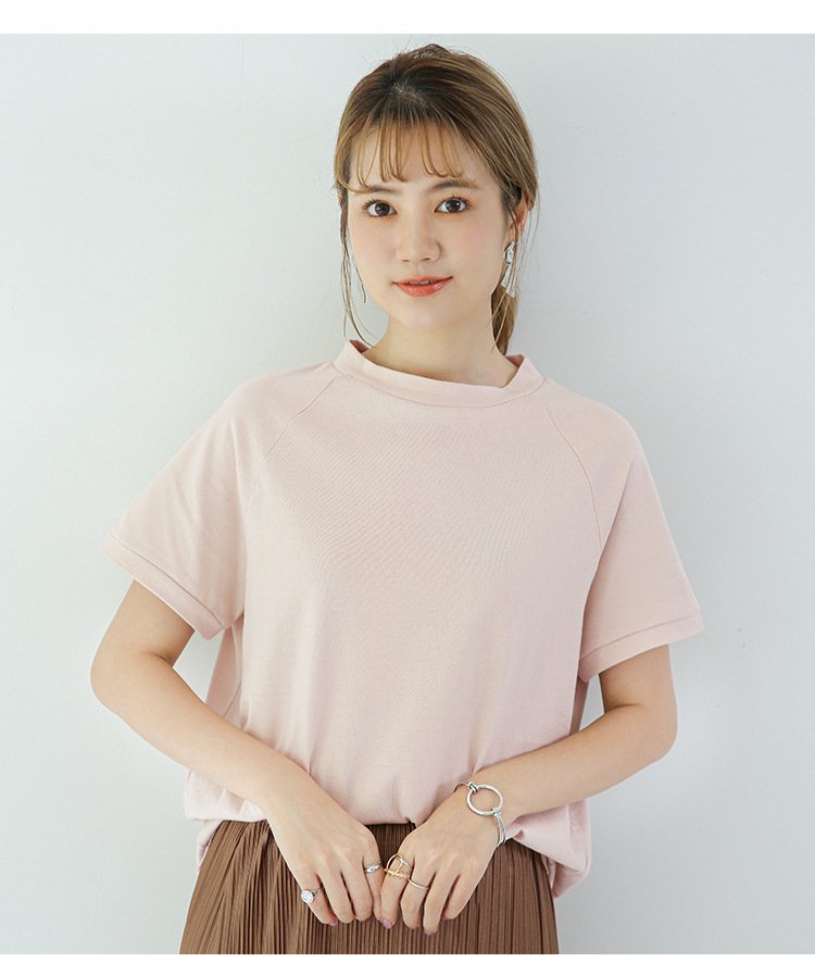 レディース Tシャツ 半袖 ボーダー ストライプ ゆったり コットン 綿 春夏 カジュアル 春 夏 ラウンドネック ハイネック シャツ ハーフ ラグラン