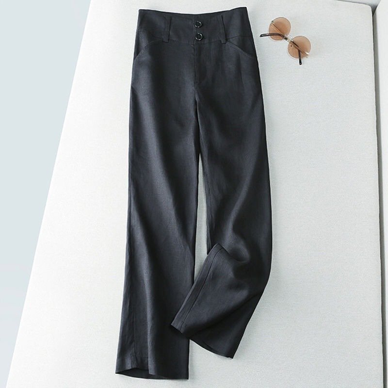 レディース パンツ ワイド スリム コットン 綿 リネン 春夏 カジュアル きれいめ 通勤 オフィス デニム 春 夏 ストレートパンツ ロング ストレート ワイドパンツ ハーフ ハイウエスト ウエストゴム ポリエステル