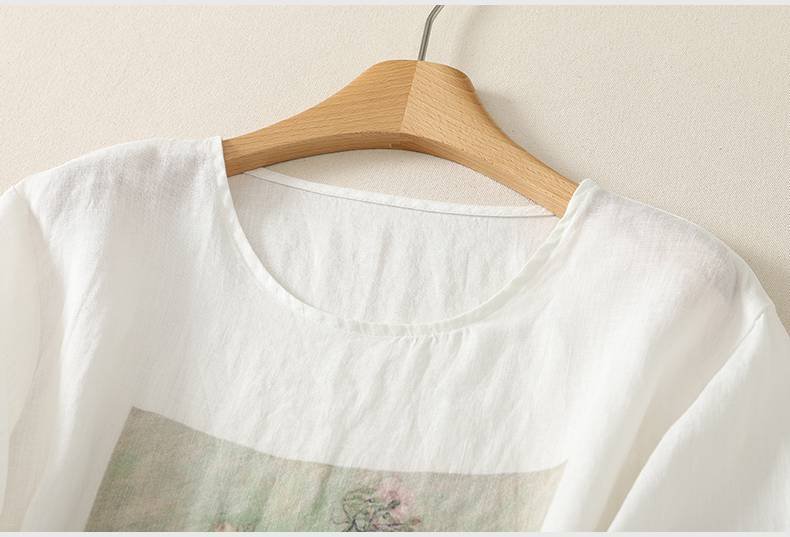レディース トップス Tシャツ ニット 半袖 プリント コットン 綿 リネン 春夏 きれいめ 通勤 デニム 春 夏 シャツ プルオーバー 丸首