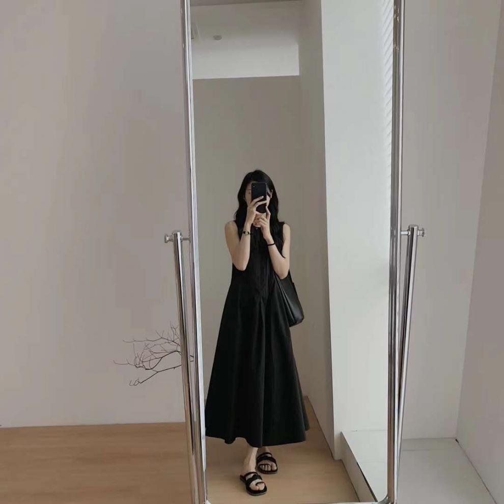 ワンピース ノースリーブ 無地 夏 きれいめ 通勤 春夏 袖なし ラウンドネック シンプル ロング 上品 Aライン