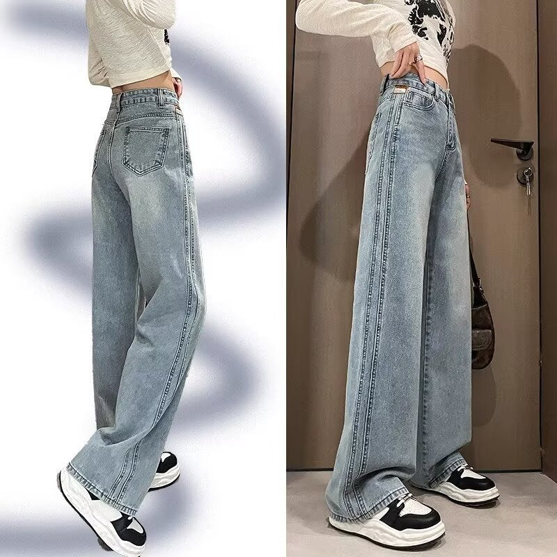 レディース パンツ ゆったり ワイド 春夏 カジュアル アメリカン レトロ 春 夏 スリム ハイウエスト ポリエステル