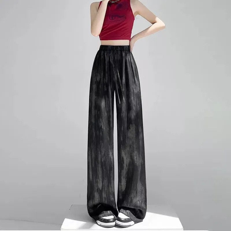 レディース パンツ ワイド 春夏 春 夏 ワイドパンツ ハイウエスト ポリエステル