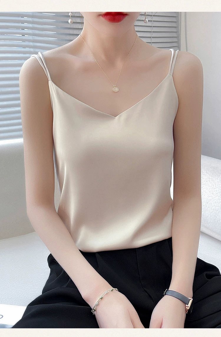 レディース シャツ トップス ベスト 春夏 カジュアル きれいめ 前開き 春 白 夏 膝丈 レース 上品 サテン ラップ インナー