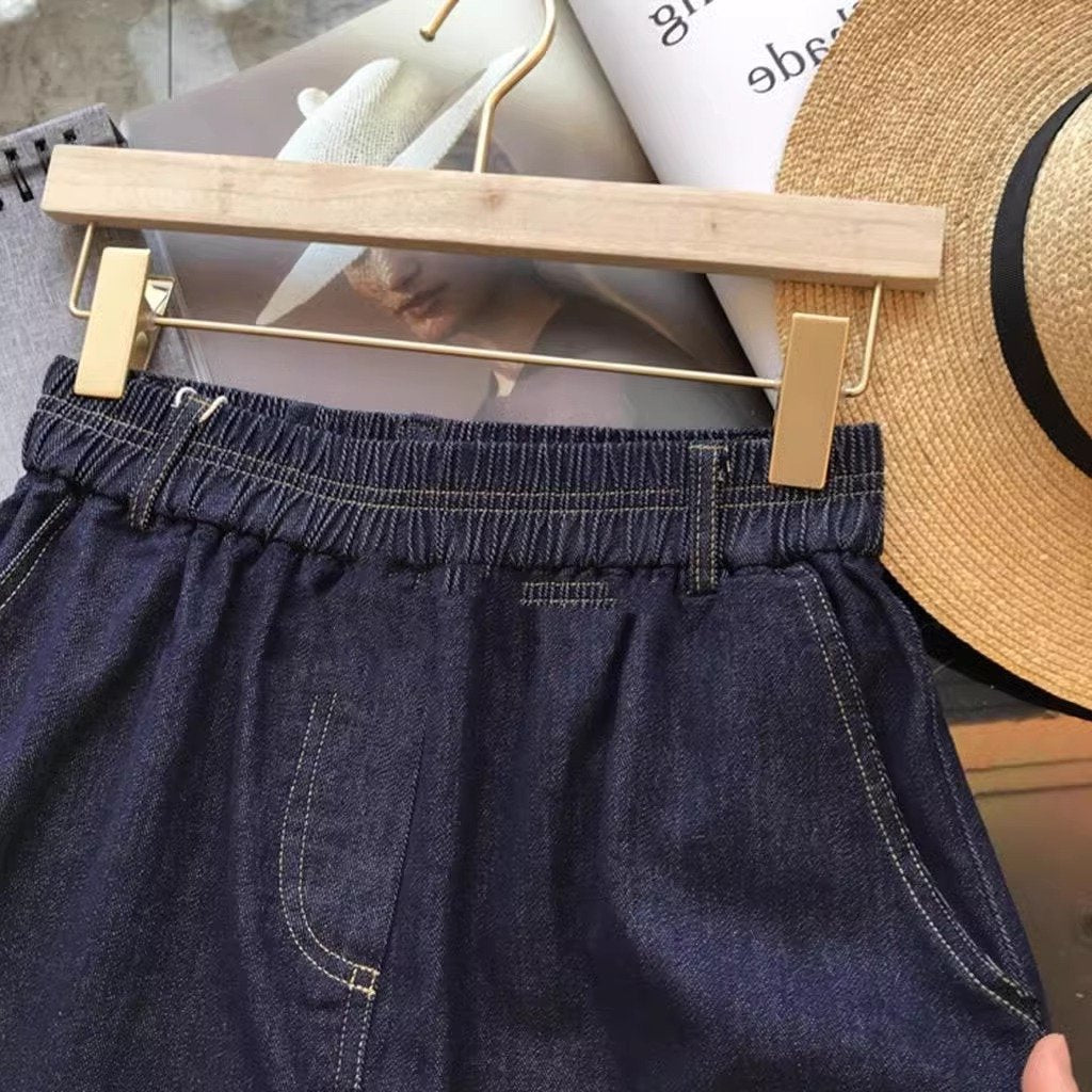 レディース パンツ ゆったり ワイド デニム 春夏 大きいサイズ 春 ショート 夏 ショートパンツ 薄手 ハイウエスト ポリエステル