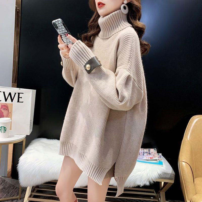 レディース トップス セーター ニット タートルネック 袖口デザイン ベルトデザイン タートルセーター タートルネックセーター プルオーバー ゆったり 大人カジュアル 長袖 ドロップショルダー 萌袖 サイドスリット 大人可愛い きれいめ シンプル カジュアル 上品 おしゃれ こなれ感 ラフ 主役級 存在感 抜け感 ナチュラル 無地 秋 冬 デート お出かけ 女子会 休日 ショッピング カフェ 体型カバー 普段使い スタイリッシュ スタイルアップ フリーサイズ ワンサイズ アプリコット ブラック レッド
