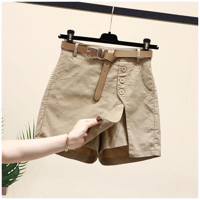 レディース パンツ スカート コットン 綿 夏 きれいめ 通勤 ショート ショートパンツ 上品 Aライン ベルト 切り替えデザイン キュロットスカート ハイウエスト ベルト付き ボタン