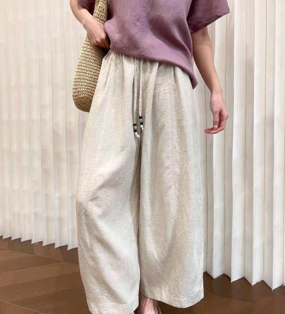 パンツ ゆったり ワイド コットン 綿 リネン 春夏 きれいめ 通勤 春 夏 スリム ロング ワイドパンツ ハイウエスト 都会的