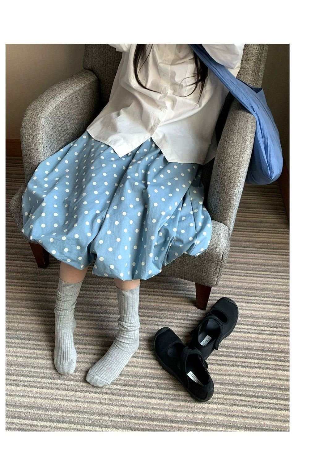 パンツ スカート ドット柄 春夏 カジュアル 体型カバー 春 夏 韓国ファッション ロング 切り替えデザイン ポリエステル ドット