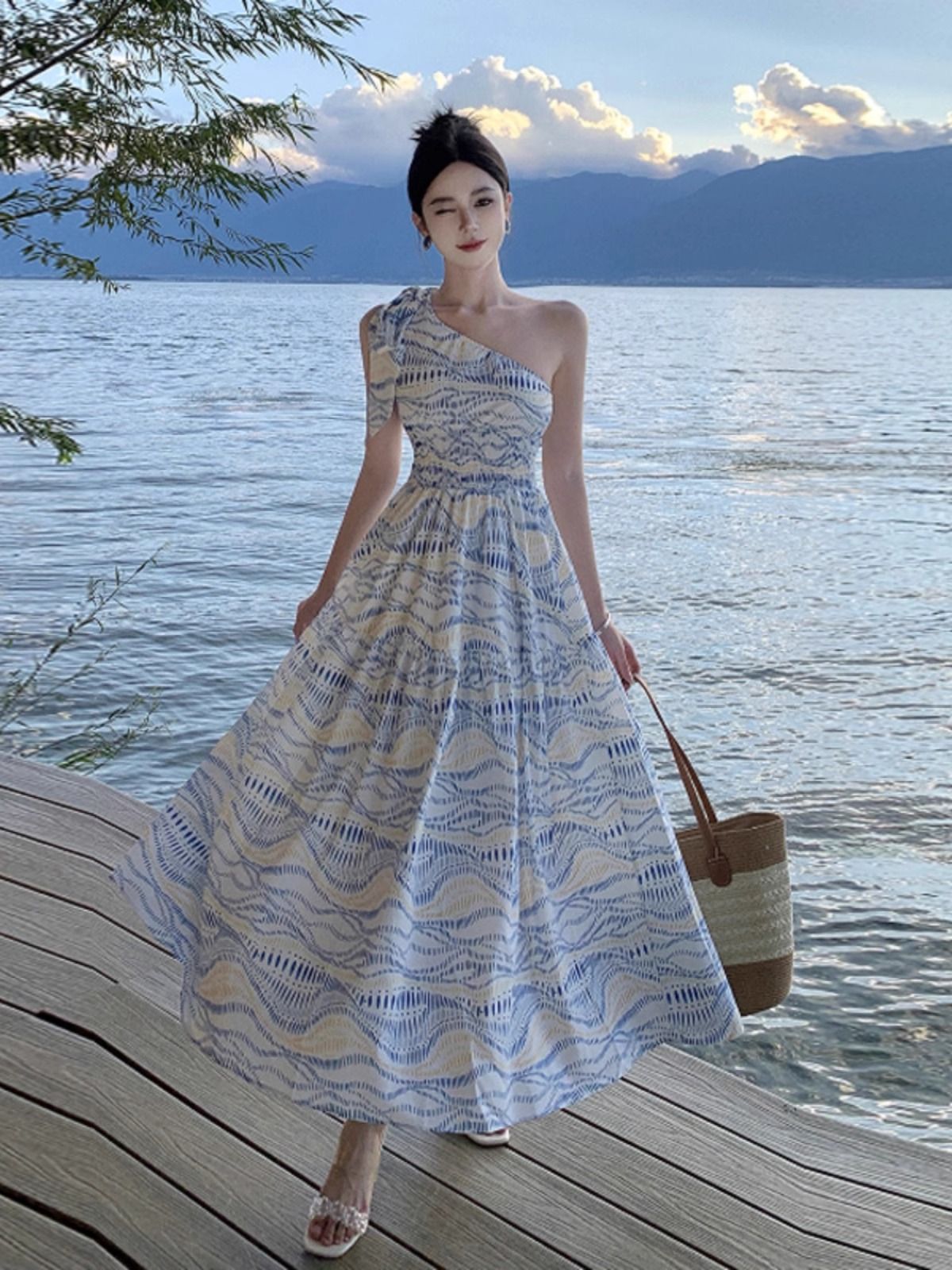 ワンピース ドレス ノースリーブ 春夏 旅行 袖なし 春 夏 リゾート ロング